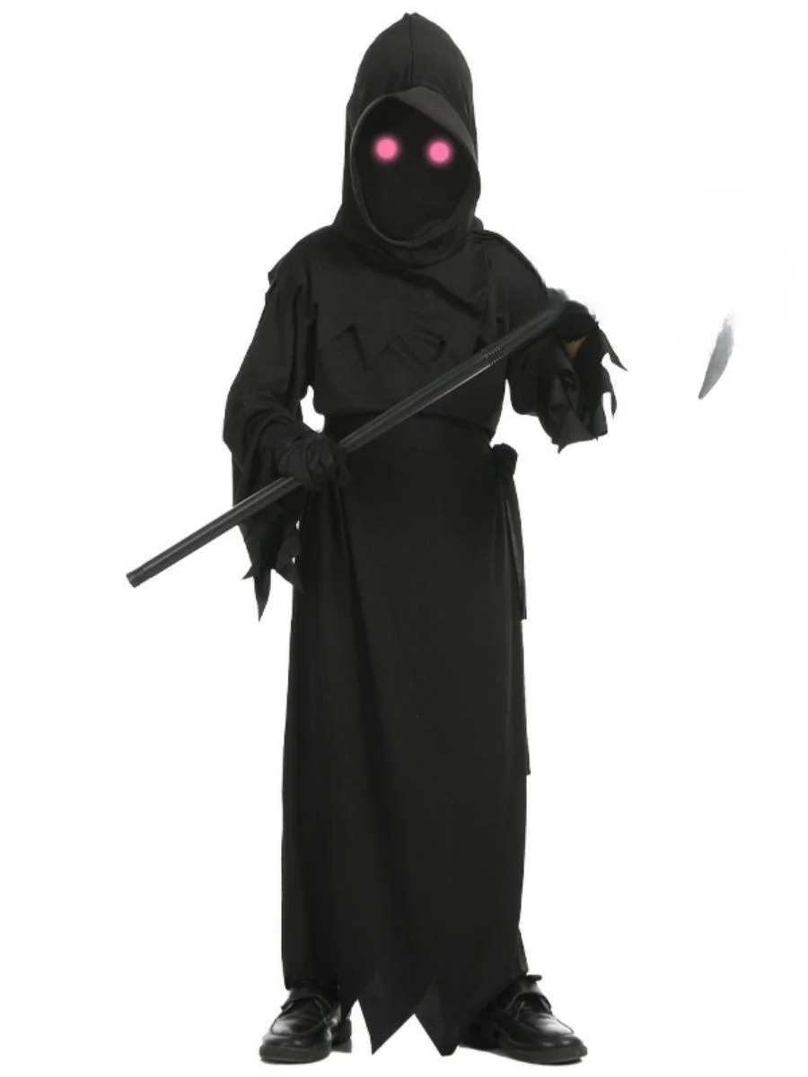 

Новый детский костюм призрака на Хэллоуин, комплект k Menger, сценическое представление, красные глаза, коса смерти, детская одежда