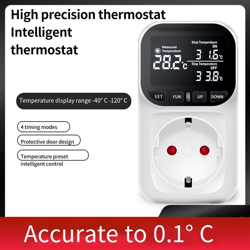 

Digital Temperature Controller,Reptile Thermostat Timer Switch Plug With Sensor For Home, Greenhouse Aquaculture EU Plug