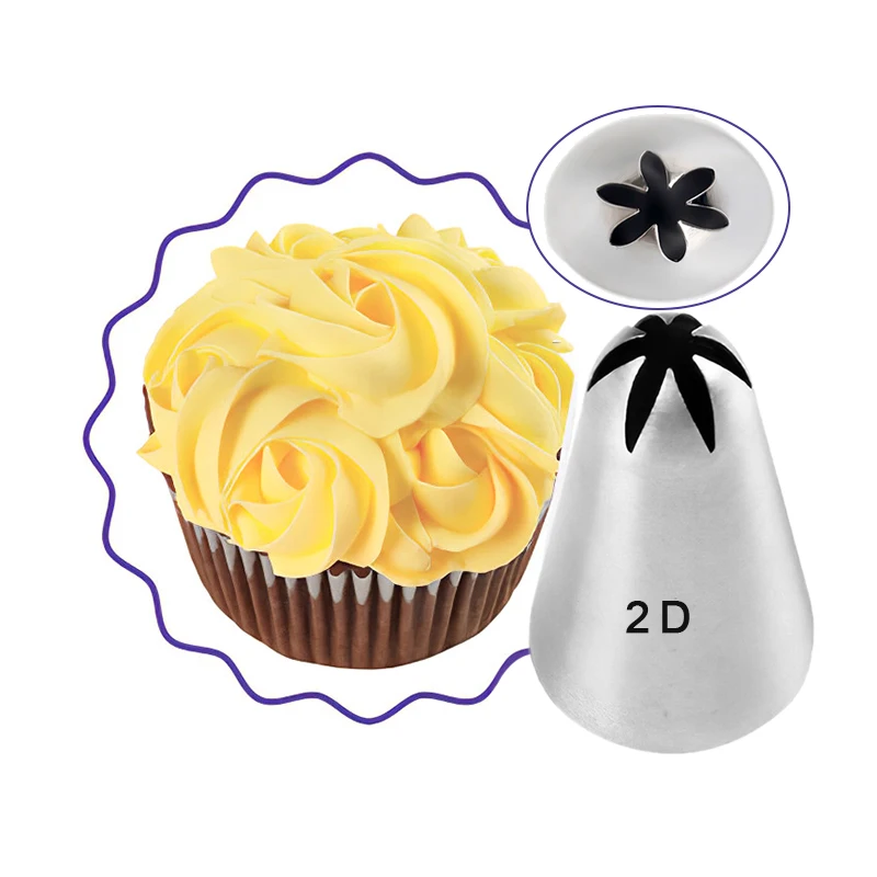 1PCS Stainless Steel Pastry Nozzle Icing Piping Nozzle Baking Pastry Tips Cupcake Cake Decorating Tools # 2D Baking Accessories