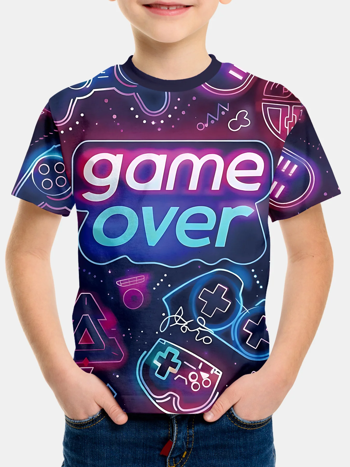 

Neon Glow Gaming T-shirt -3D Digital Printed Short Sleeve T-shirt for Esports, Party Outdoor Clothing, Gaming Clothing