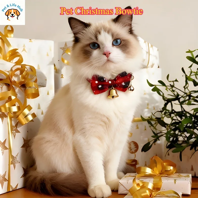 

Рождественский шарф для кошек, Рождественский галстук-бабочка, ошейник для домашних животных, Санта-Клаус, кошка, собака, колокольчик, безопасная пряжка, орнамент, Рождественский подарок для домашних животных