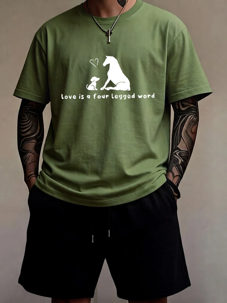 The Friendship Of Dogs And Horses Design Male Basics O-Neck Streetwear Suits Cotton Run Short Sleeve Casual Summer Tees & Shorts