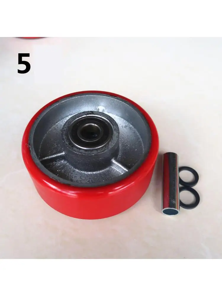 

1 Pc 5 Inch Pu Caster Heavy Single Wheel Polyurethane Red Iron Core Flat Car