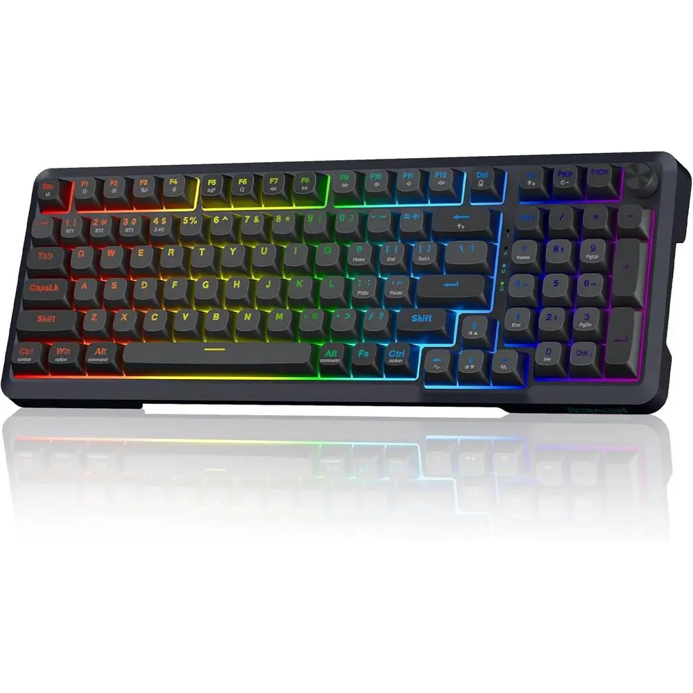 98-Key RGB Mechanical Gaming Keyboard with Gasket Mount, Volume Knob, and Hot Swappable Linear Switches for PC/Tablet/PS4