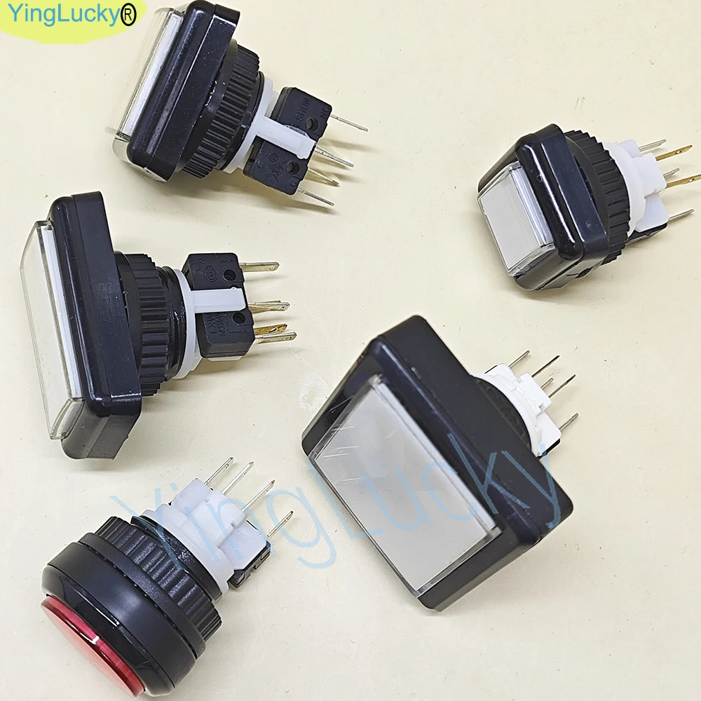 Europe Type Arcade Push Button 12V Led Illuminated Round Square Rectangle Switch Button for Game Machine Gunmachine DIY Pinball