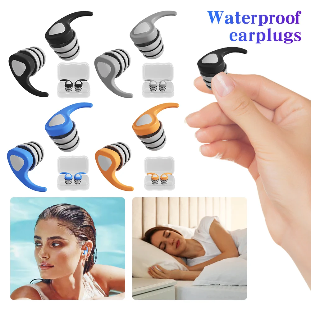 Silicone Noise Reduction Earplug Reusable Waterproof Anti-Noise Ear Plugs Sound Blocking Earplugs for Travel Work Sleep Swimming