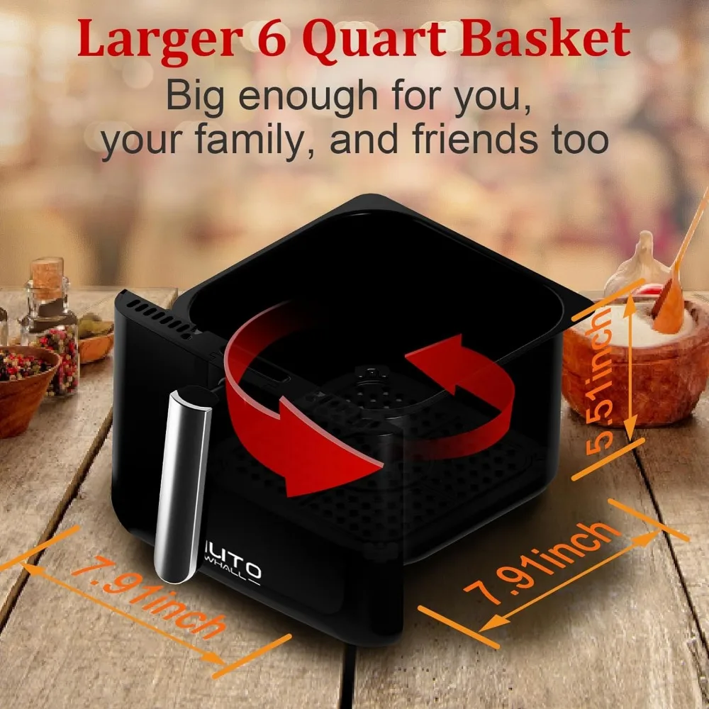 Air Fryer, 6QT Air Fryer Oven with LED Digital Touchscreen, 12 Preset Cooking Functions Air fryers, Bake, Reheat, Keep Warm