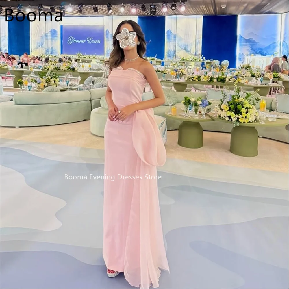 Booma حورية البحر وردي طويل بسيط بدون حمالات فساتين سهرة فساتين رسمية للنساء بدون أكمام فساتين حفلات كلاسيكية مصنوعة حسب الطلب 2025 #2