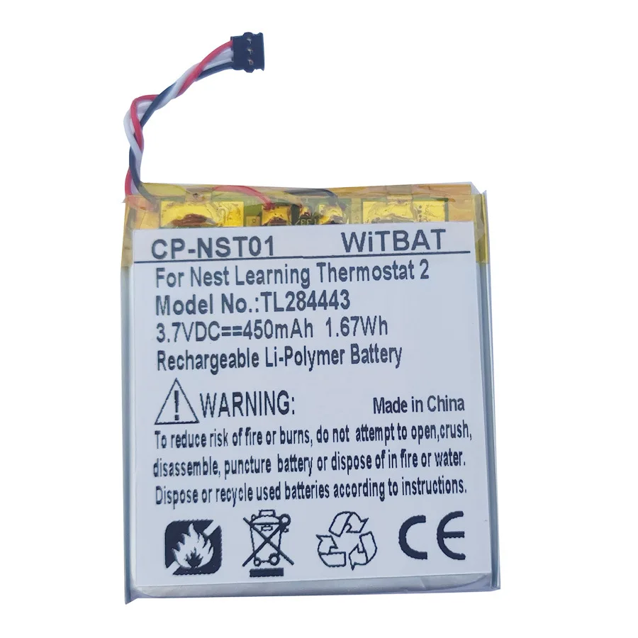 450mAh 1.67Wh rechargeable li-polimer Battery for Google Nest Learning Thermostat TL284443