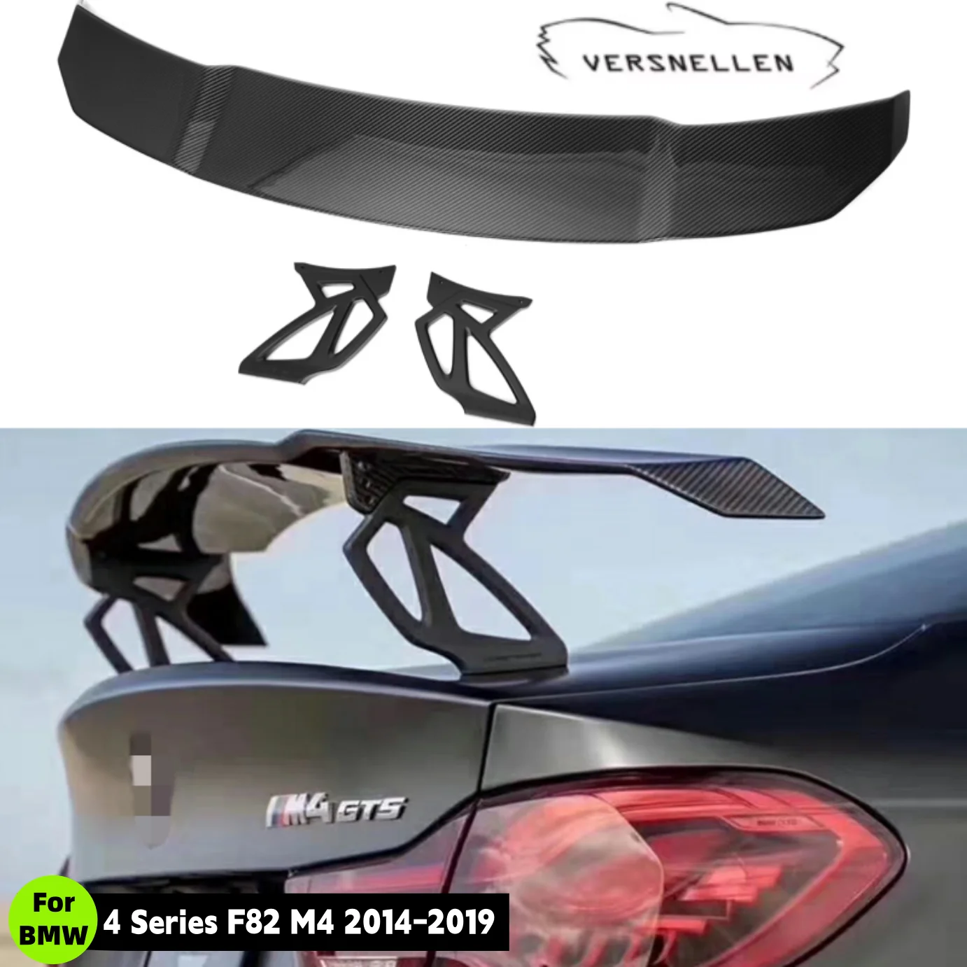 For Bmw 4 Series F82 M4 2014-2019 Universal  Spoiler V Style Real Carbon Fiber Rear Tail Wing Trunk Lip Car Exterior Parts