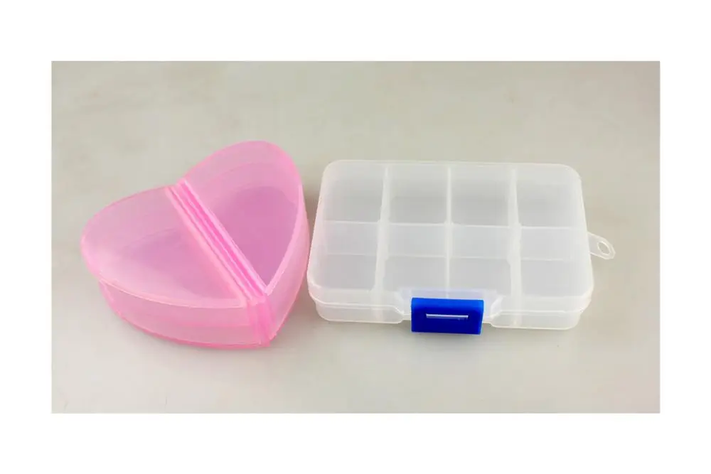 Medicine storage folding container 1 mini medicine box heart-shaped 8-grid plastic medicine box pill storage travel box rack