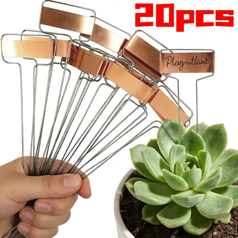 

1/20 шт. многоразовые медные металлические этикетки для растений, водонепроницаемые садовые маркеры для овощей, трав, цветов, для питомников, втыкаемые в грунт