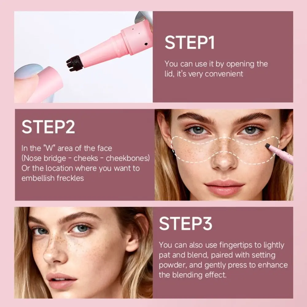 Long Lasting Faux Freckle Stamping Pen Brown Rich Colors Freckles Waterproof Freckle Pen Vegan Sweat-proof Drawing Freckles