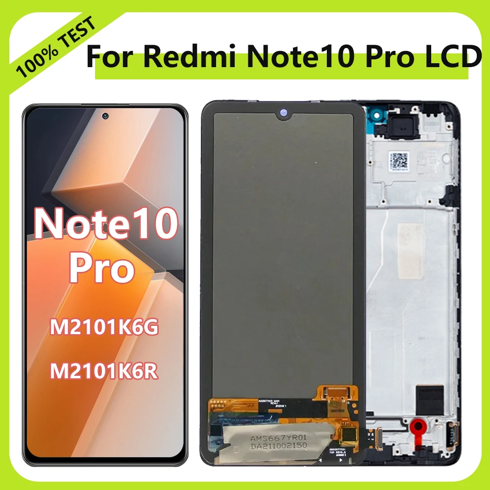 Note10 Pro AMOLED LCD Display Screen For Xiaomi Redmi Note10 Pro 4G M2101K6G M2101K6R LCD Display with Touch Screen Digitizer