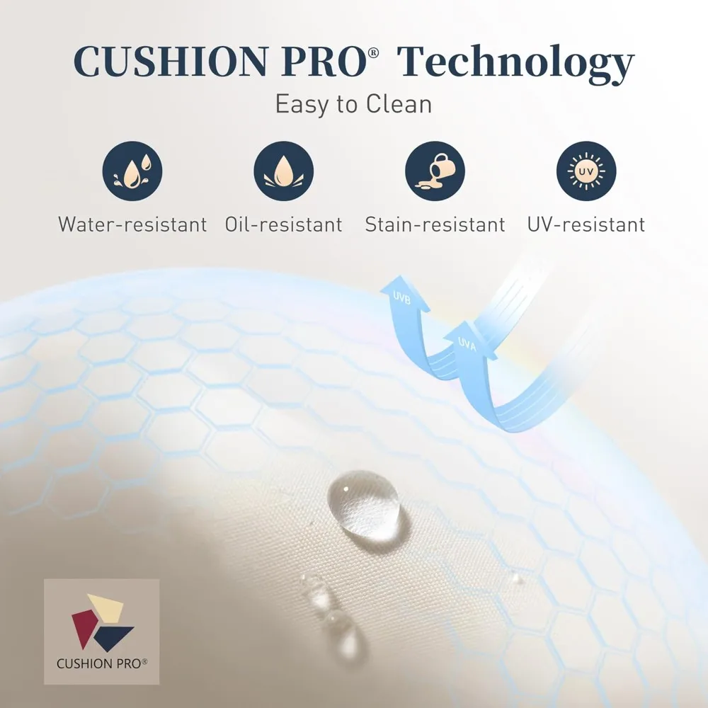 أطقم طعام للفناء مكونة من 7 قطع لـ 6 أشخاص، طاولة وكراسي خارجية مع كراسي طعام من الخيزران المبطن وكرسي لتناول الطعام في الفناء يشبه الخشب