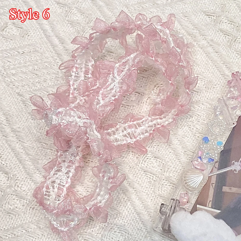 White Pink Lace Photocard Holder DIY Handmade Material Blue Cute Sweet Plaid Card Cover Dceor 1M Lace Ribbon for Idol Photo Card