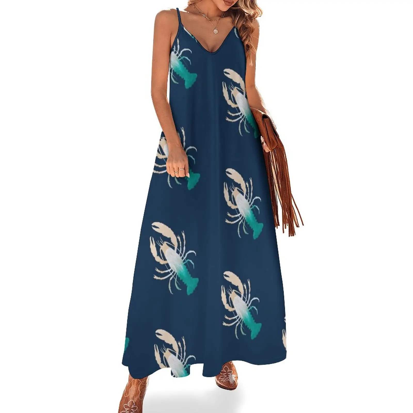 

Beach Silhouette - Sand and Ocean Waves Lobster Sleeveless Dress women's clothing trend 2024 Clothing elegant women's sets