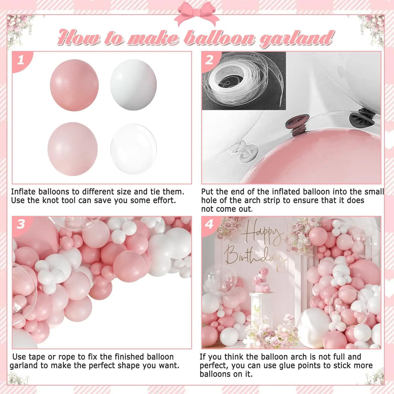 Pink wedding decoration latex balloon arch set for large-scale performances at Christmas, Valentine's Day, birthday parties