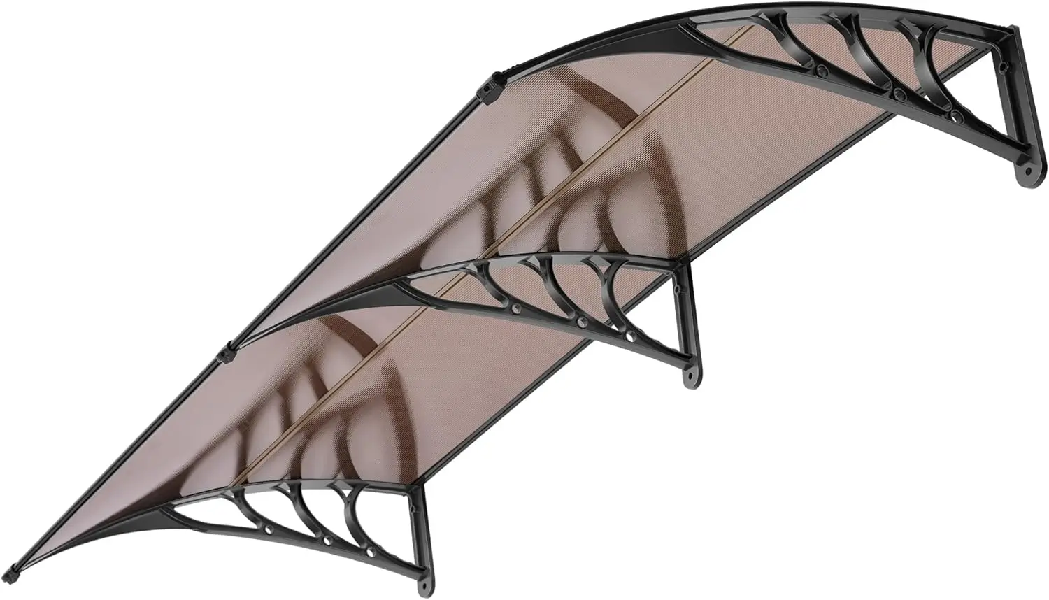

Polycarbonate Window Door Awning Spliced Canopy Brown with Black Bracket 40 Inch x 80 Inch