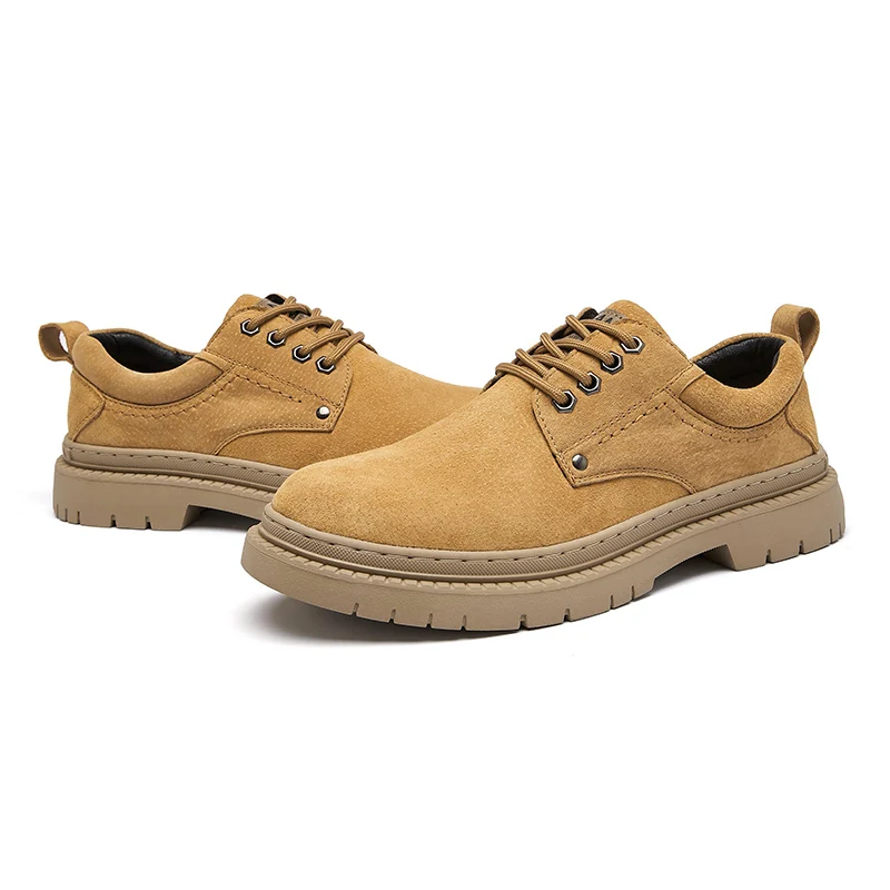 

2025 High-quality men's casual leather workwear comfortable thick-soled anti-slip outdoor men's shoes