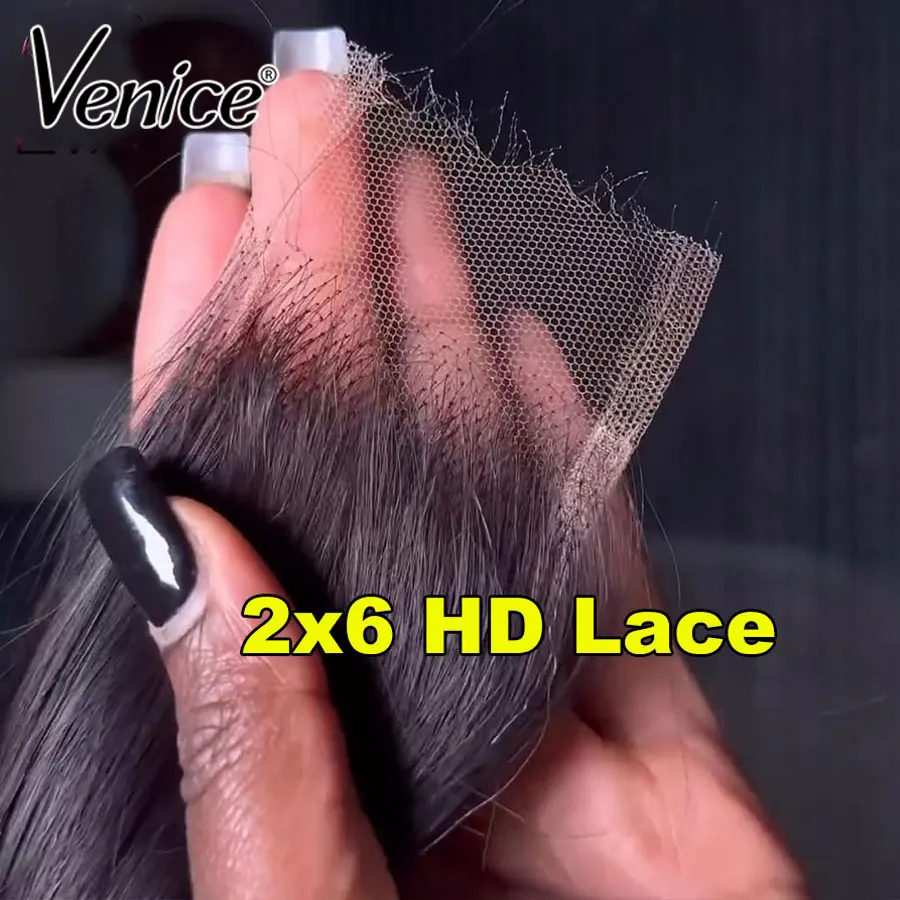 6インチディープパート2x6-hdレースクロージャー、プレプラッキングされたヘアライン、未加工人毛ストレート、kim-k-hdレースクロージャー、ボディウェーブ2x6-hdクロージャー