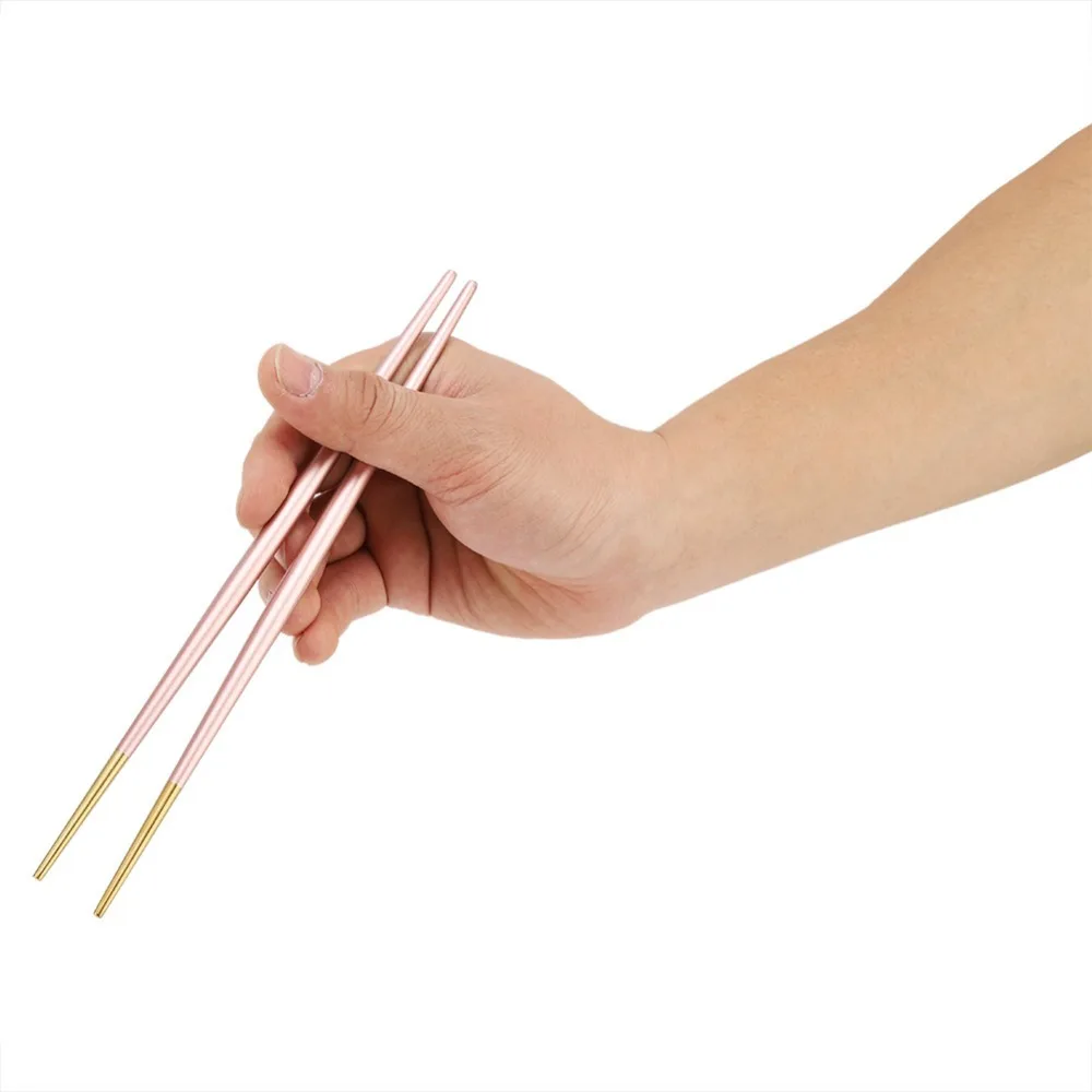 Rustless Steel Chopsticks Smooth One-piece Integrated Molding Metal Chopsticks Practical Anti-slip Strip Dining Chopsticks