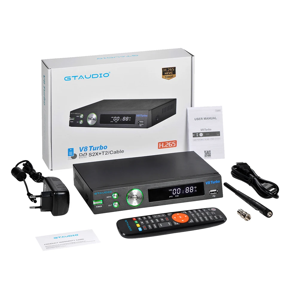جهاز استقبال قمر صناعي GTMEDIA DVB-S2 V8 Turbo HD 1080P مع فتحة بطاقة CA للصوت والفيديو المنزلي