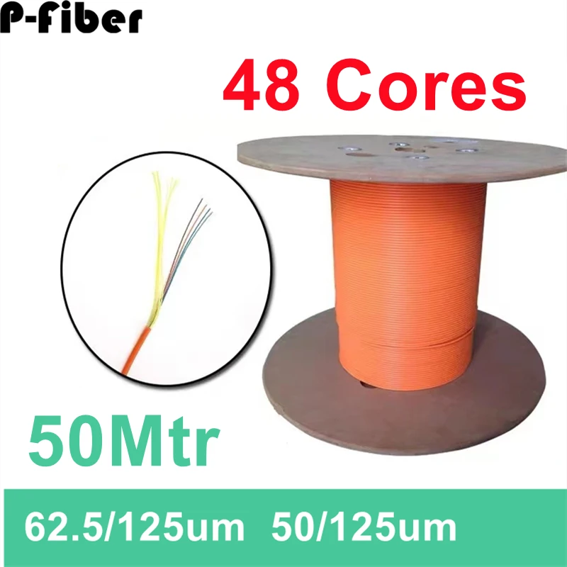 optical fiber cable bundle 50mtr 48 cores 62.5/125um 50/125um OM1 OM2 indoor cable multimode orange MM 48 fibers 48C