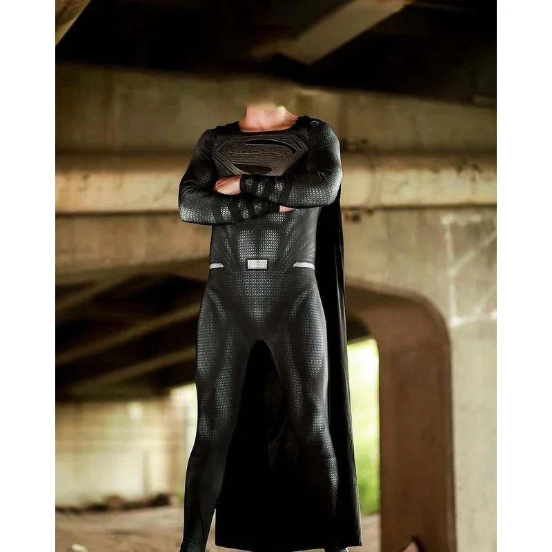 

Halloween Black Superhero Cosplay Costume New 52 Clark Kent Zentai Suit Anime Man Boys Male Bodysuit Adults Kids Party Jumpsuit