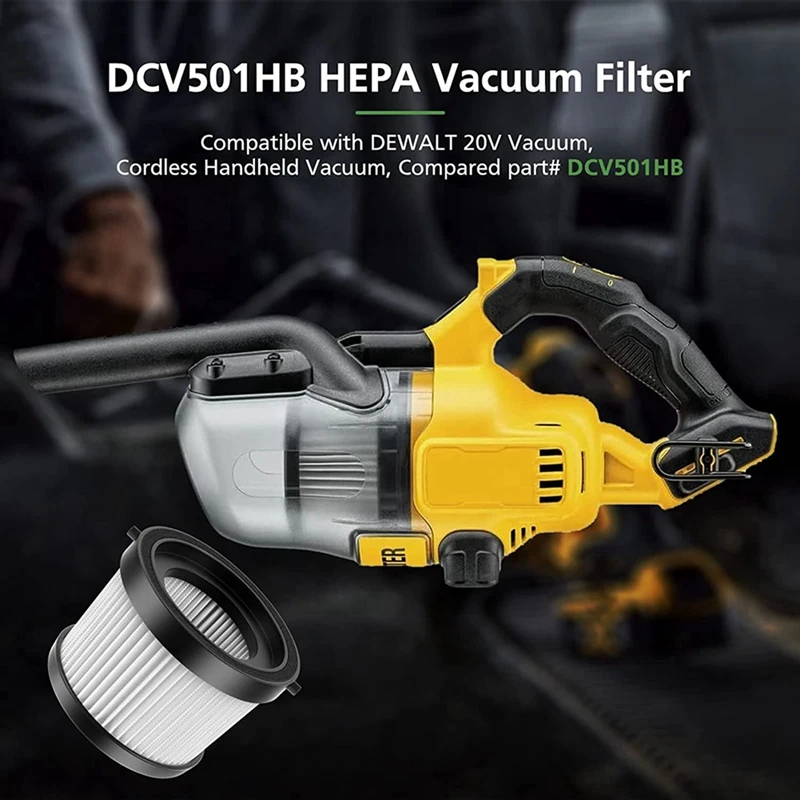 X17A 2025 NEW-6 sztuk wymienny filtr HEPA do DEWALT DCV501HB 20V bezprzewodowy odkurzacz ręczny, z czarną uszczelką, część DCV5011H