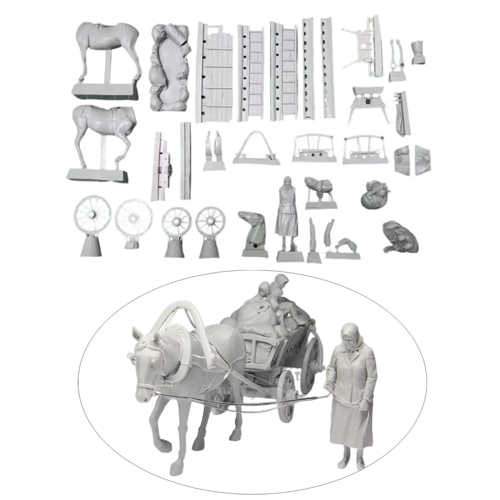 1/35 Żywiczne Figurki Żywiczne Zestaw Niezmontowany i Niepomalowany, Kobieta Dzieci Miniaturowy Układanka Układanka DIY Zabawki Model Kolekcja