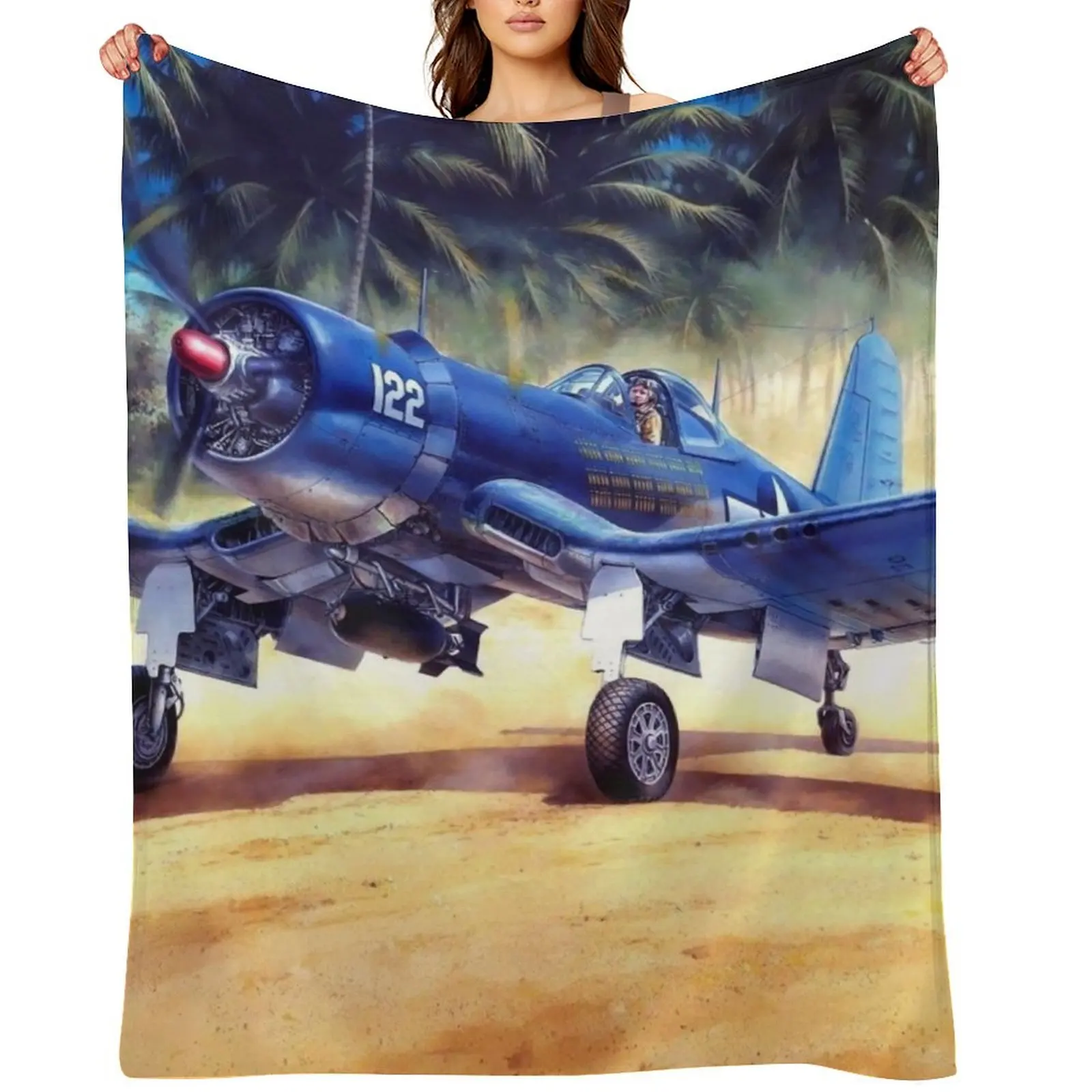 

Vought F4U Corsair Throw Blanket cosplay anime funny gift christmas decoration Plush Blankets