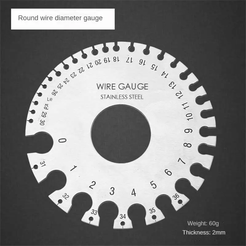 Round AWG SWG Wire Gauge Thickness Ruler Gauge Diameter Stainless Steel Measurer Tool