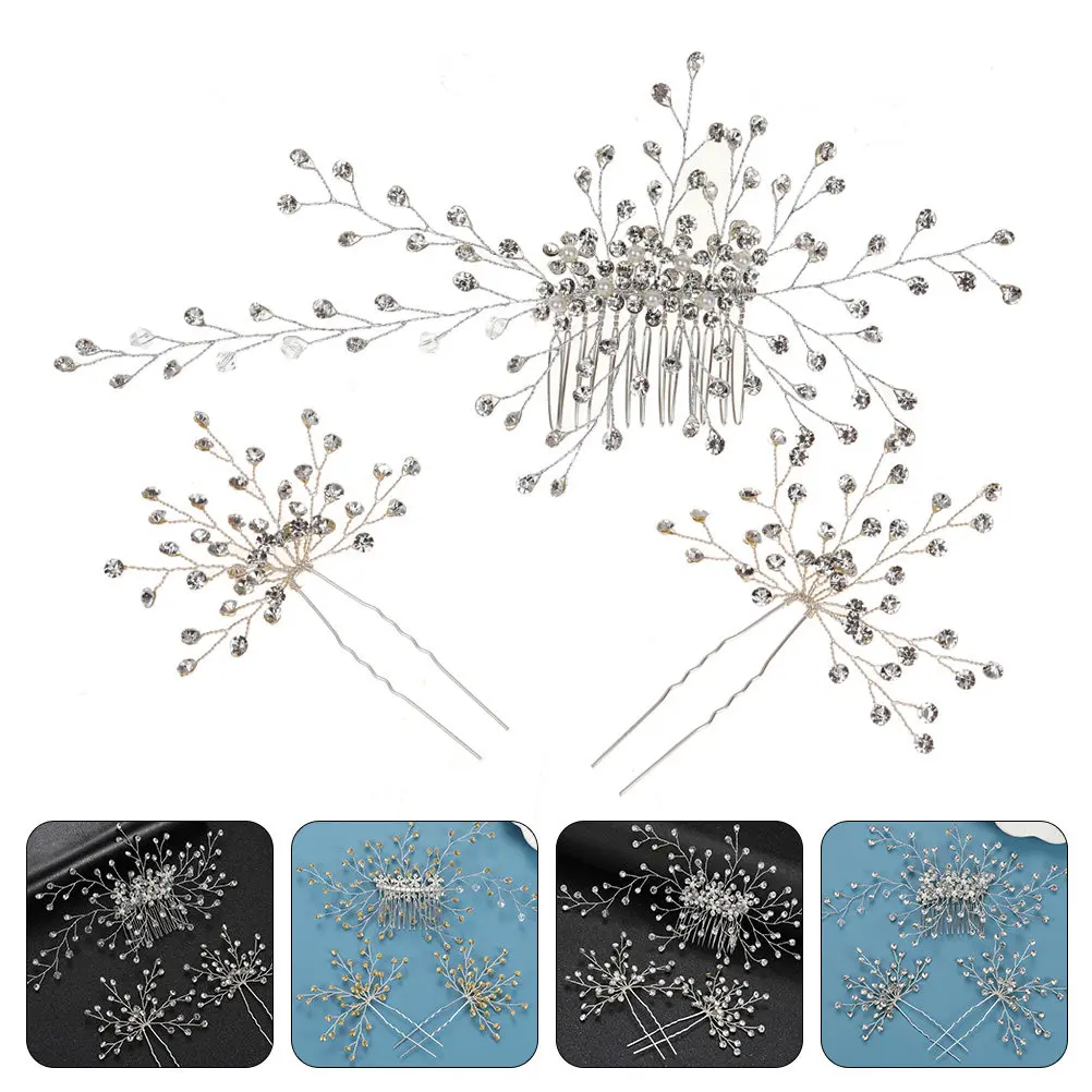 

1Set Bridal Hair Comb Rhinestone Decor Elegant Wedding Hair Accessory Strong Grip Prom Cosplay Carnival Anniversary Decoration
