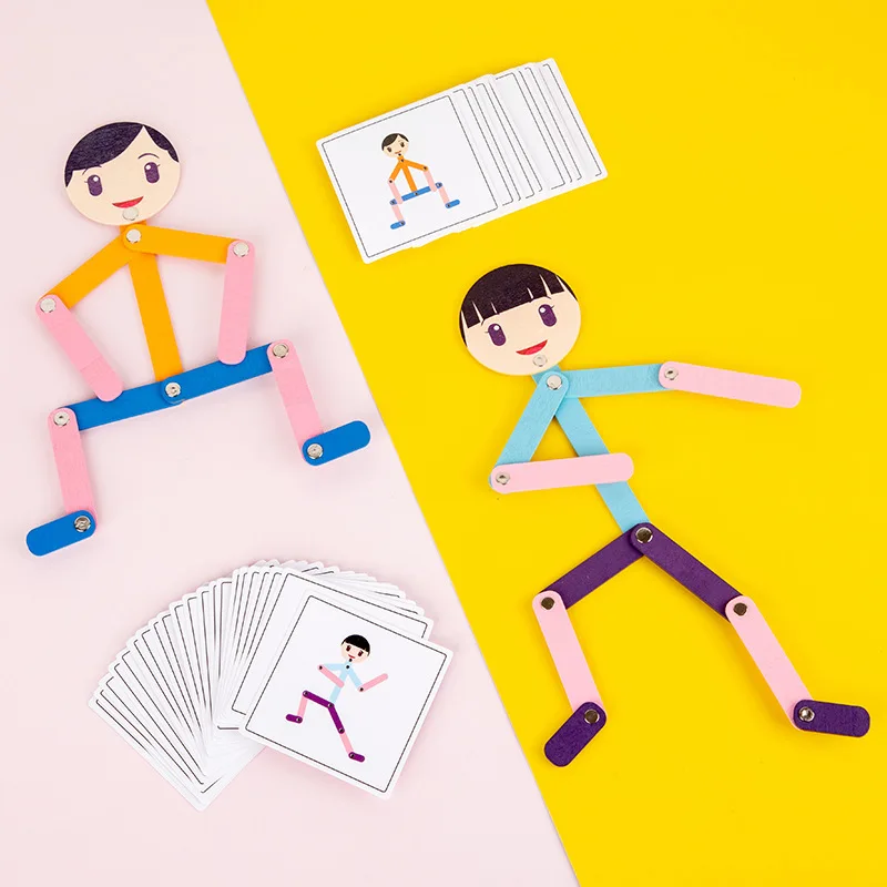DIY Puzzle Toys Sports Man with 24 Double-Side Cards for Children Intelligence Early Educational Toy Gifts