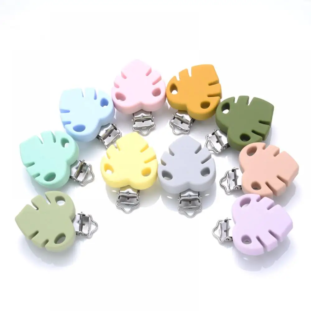 1Pcs Silicone Leaves Pacifier Clips Baby Teethers Food Grade Silicone Beads For Feeding Pacifier Chain Making BPA Free