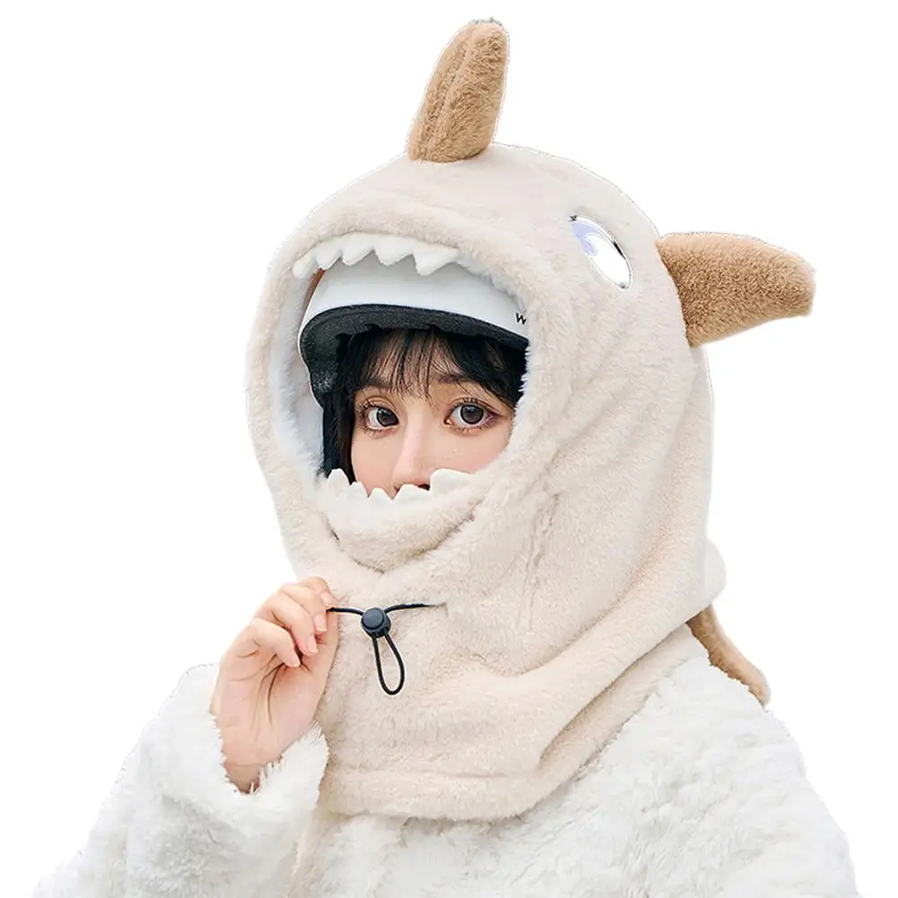 AliExpress NONE Plush Ear Protection Shark Ski Helmet - Warm Autumn Winter Cycling Pullover Helmet Large Capacity Sports Headgear