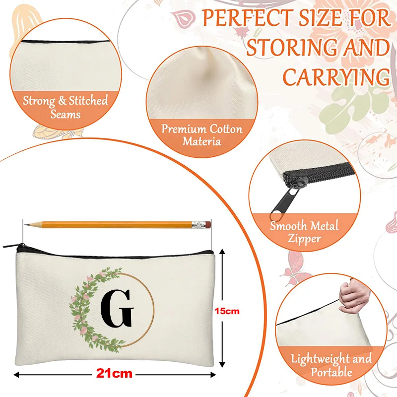 Blue Wreath 26 Letter Women's Makeup Bag Portable Travel Skincare Storage Bag Handheld Toilet Bag Large Capacity Handheld Bag