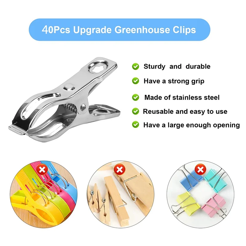 

T02C!40 Piece Garden Clips Heavy-Duty Stainless Steel For Assorted Greenhouse & Gardening Applications