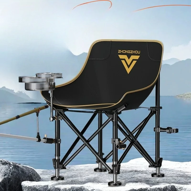 

Portable Full‑Folding Moon Chair, All‑Terrain Adjustable Height Fishing Stool, Thickened Upgraded Camping Seat for Anglers