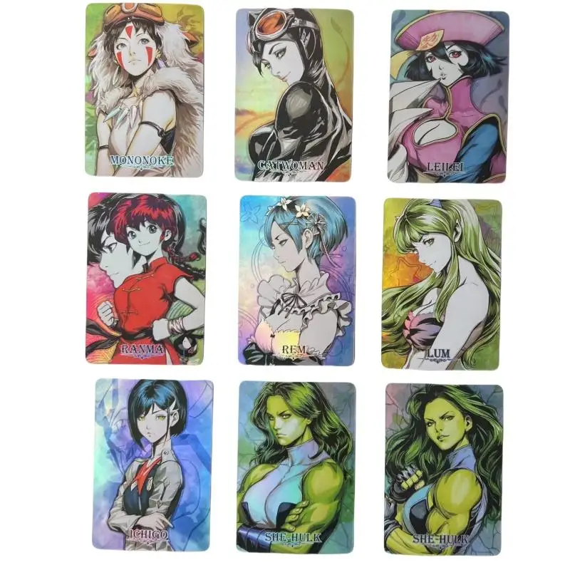 Anime Girl Flash Card Mai Shiranui Rem Jennifer Susan Walters OP03 DIY Color series 54 Sheet Action Toy Figure Game Collection