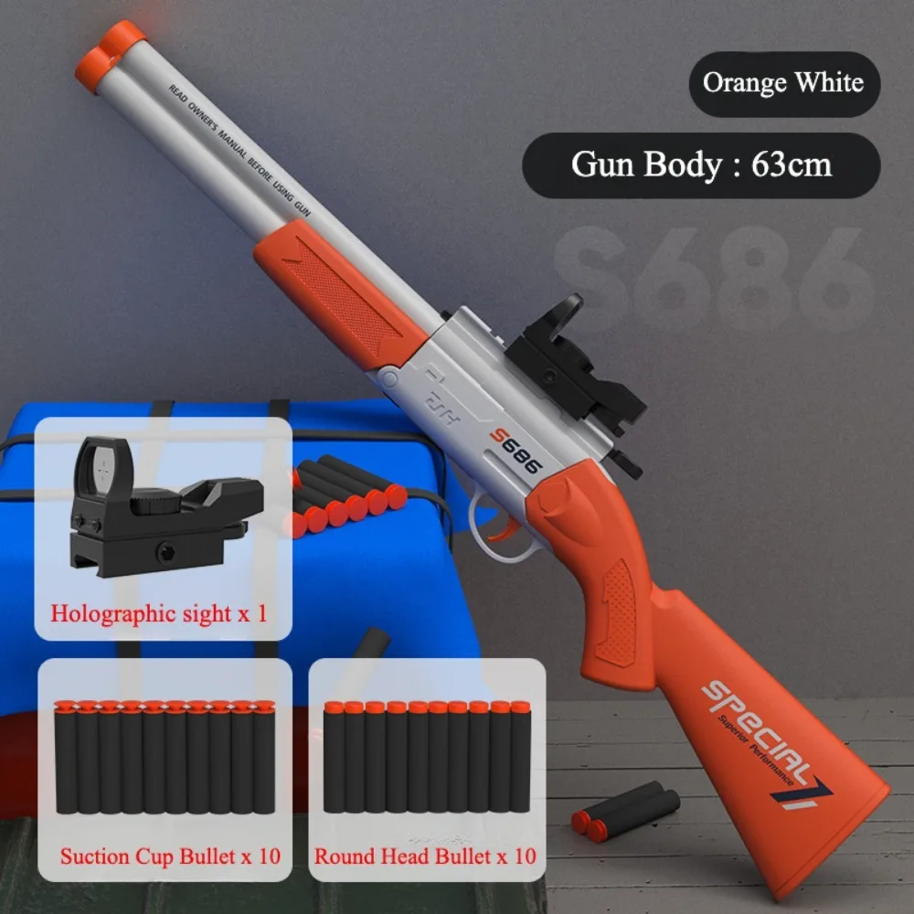 S686 Dwurzędowy karabin Zabawkowy pistolet na miękkie pociski Ręcznie ładowany Outdoor Sports CS Game Broń dla dzieci Prezent na Boże Narodzenie