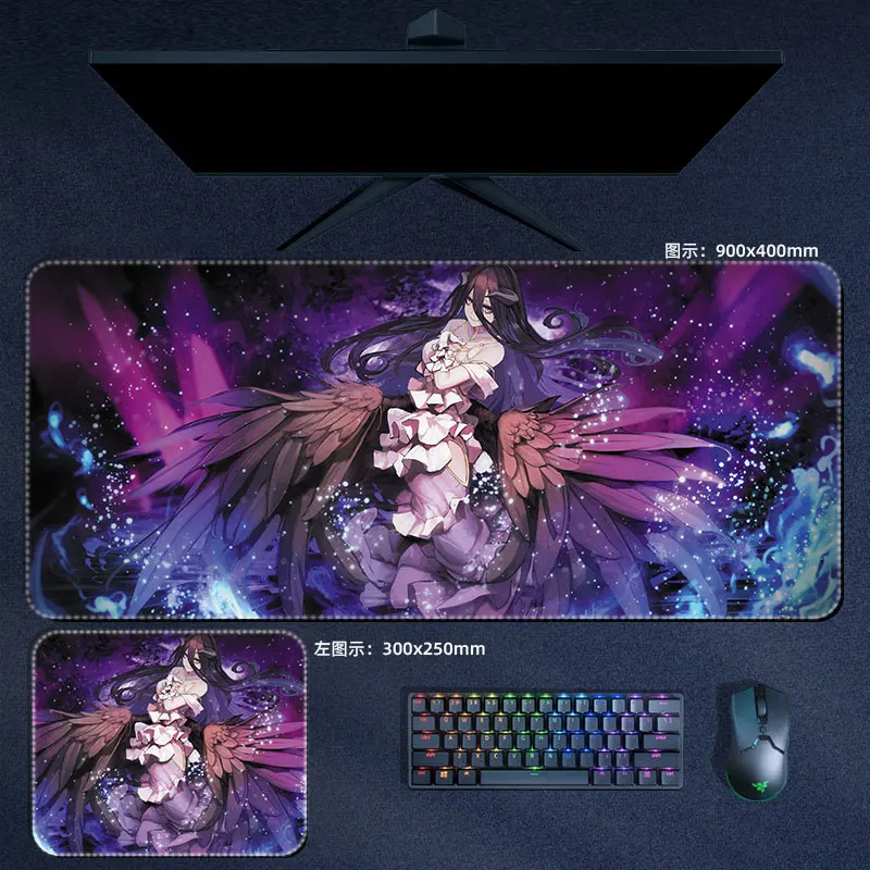 Overlord Mouse Pad Anime Momonga Albedo Shalltear PU Leather Large Mousepad Computer Keyboard Manga Pad Accessories Desk Mat