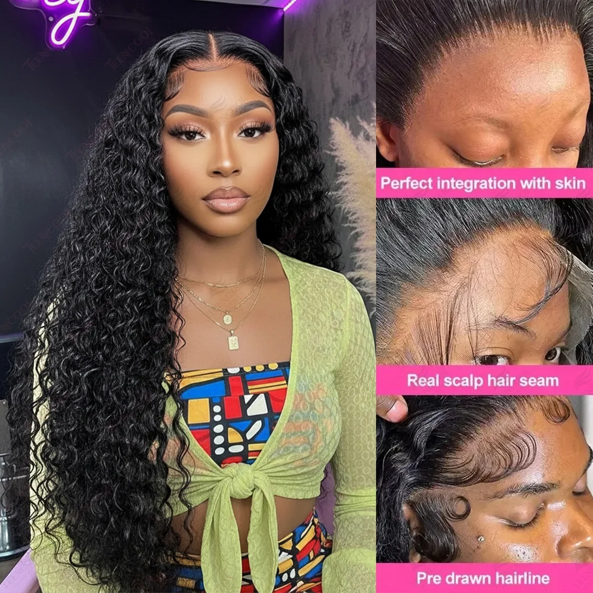 

200 Плотность 13x6 Глубокая волна Hd Парики фронта шнурка Человеческие волосы Вьющиеся парики 13x4 Кружевные фронтальные волнистые парики для чернокожих женщин 30 40 дюймов