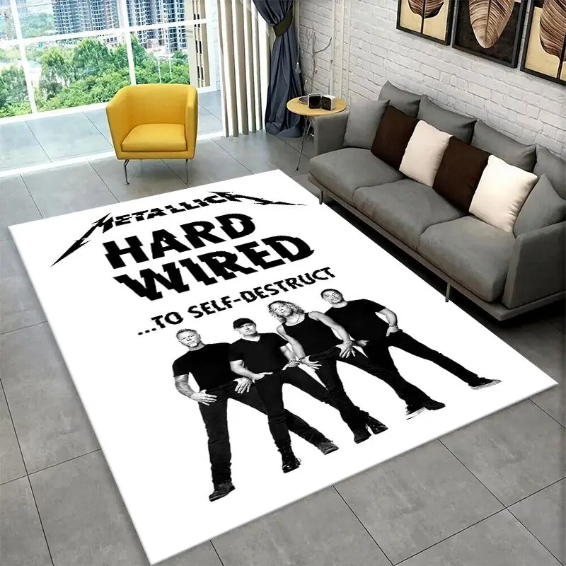 Metal Band M-Metallica Thrash Cartoon Non-Slip Area Rug for Living Room,Bedroom,Playroom,Soft Carpet Floor Mat Home Decor Rug