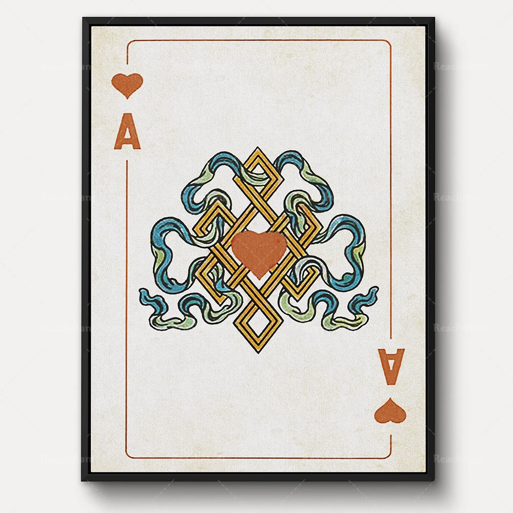 Ace of Spades, King of Spades, Queen of Clubs, King of Hearts print, vintage playing card king art game room decoration poster