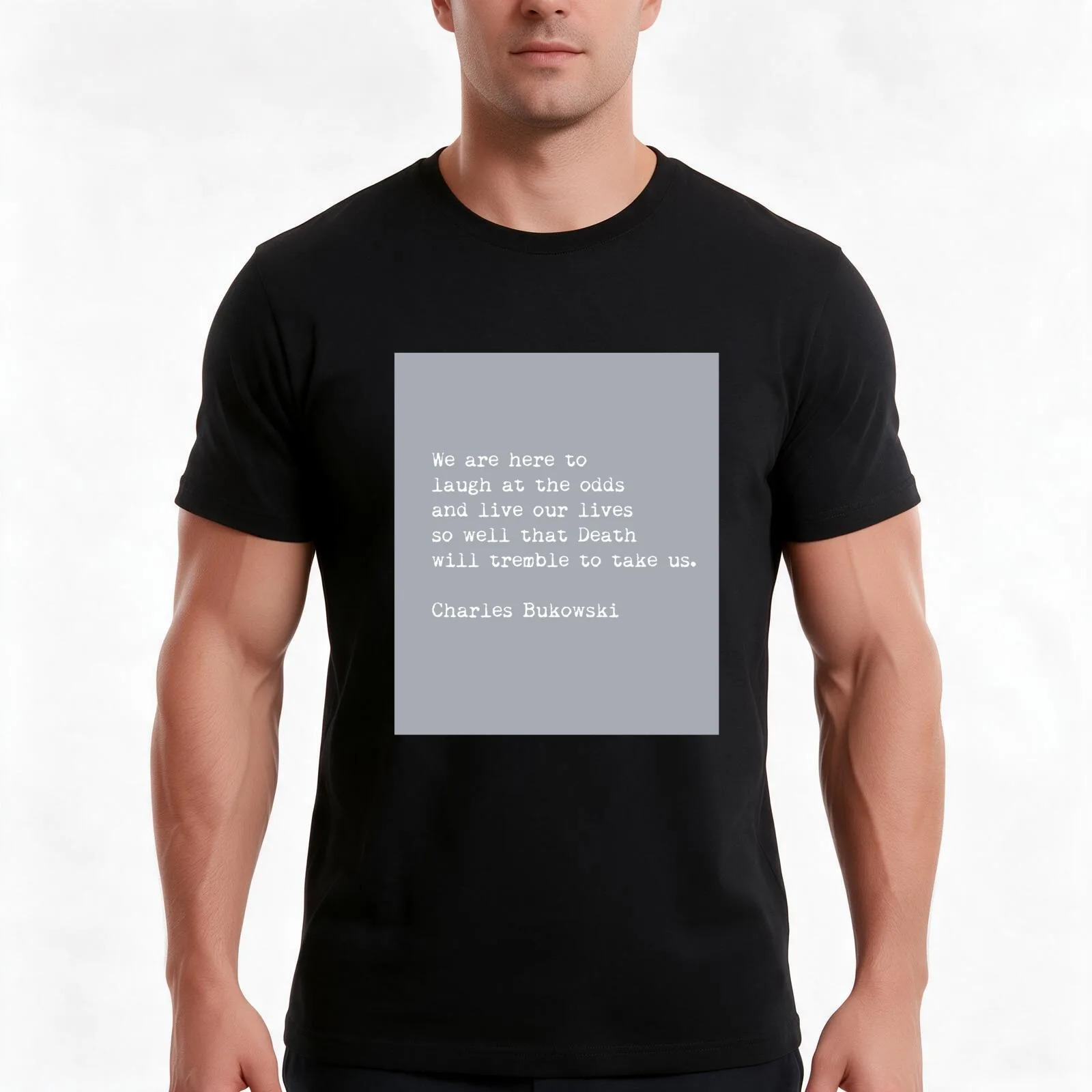 Bukowski - We are here to laugh T-Shirt, Summer Casual Cotton Tee, Oversized Streetwear Tops, Vintage Graphic Print, 100% Cotton
