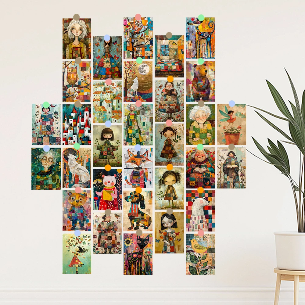 مجموعة بطاقات بريدية فنية تجريدية مكونة من 32 قطعة، هدايا عيد الميلاد العتيقة للهالوين، هدايا للطلاب، ديكور غرفة النوم، بطاقات سميكة #5