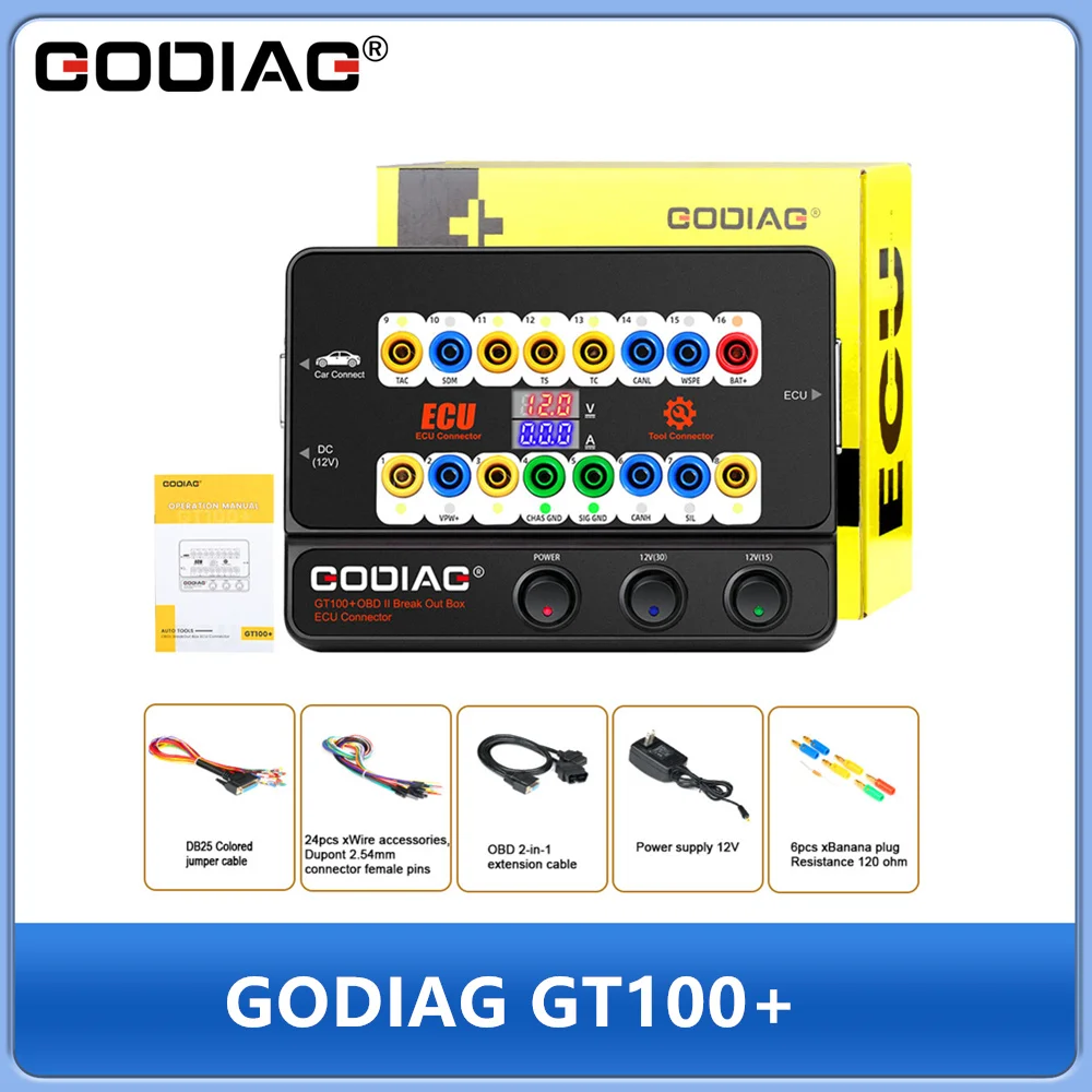 

GODIAG GT100+ GT100 Pro Коммутационная коробка OBDII нового поколения с электронным дисплеем тока Инструмент программирования ЭБУ