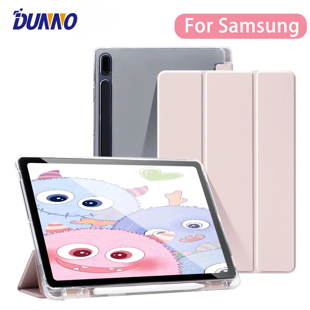 Tablet Case for Samsung Galaxy Tab S9 FE 11 S8 S7 Plus 12.4in S6 Lite Transparent Back Tablet Cover for Tab with Pencil Holder